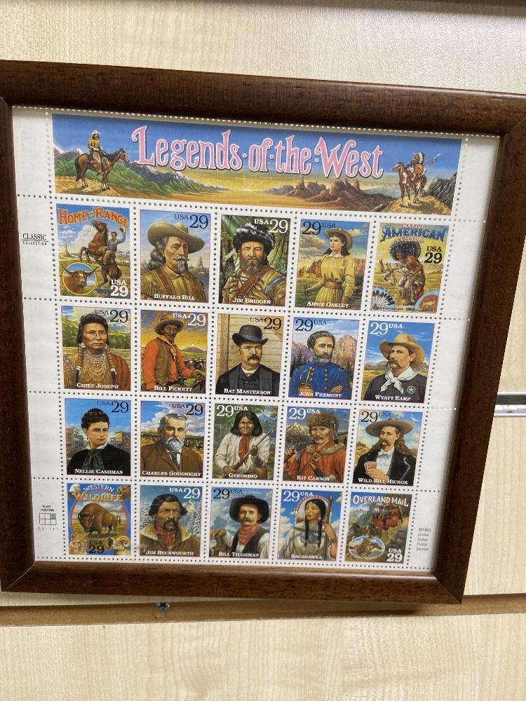 FRAMED AND GLAZED PLAYERS CIGARETTE CARDS WITH TWO FRAMED COLLECTION STAMPS - Image 3 of 4