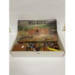 A VINTAGE TIMPO WILD WEST OUTPOST IN ORIGINAL BOX, TOGETHER WITH A COLLECTION OF TIMPO COWBOYS AND