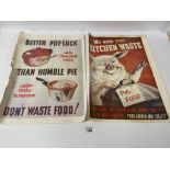 TWO WWII ERA REPRODUCTION PAPER PROPAGANDA PRINTS, INCLUDING 'BETTER POT LUCK WITH CHURCHILL TODAY