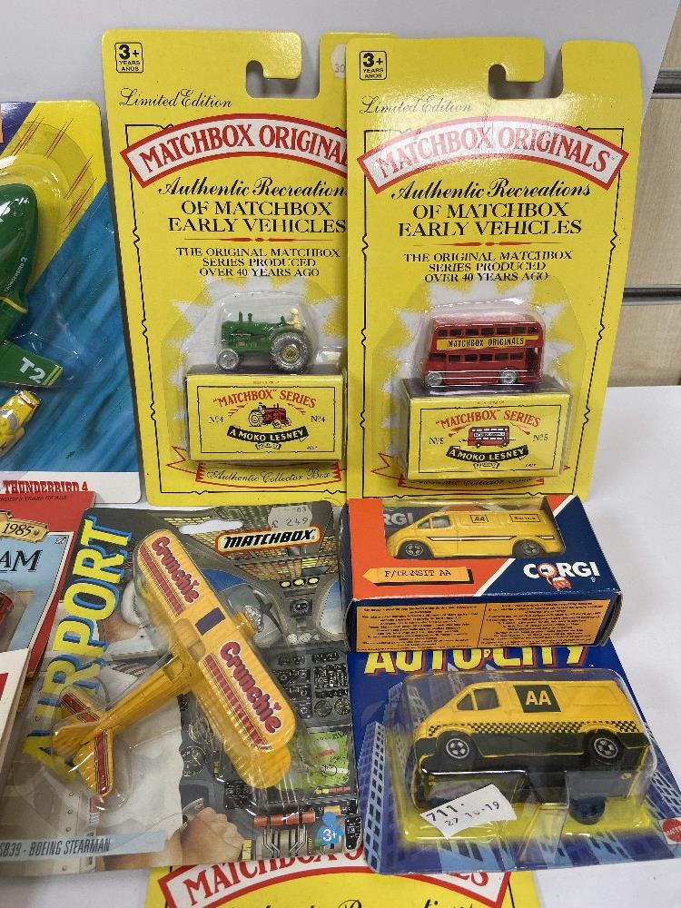 A COLLECTION OF VINTAGE DIE CAST VEHICLES, MOST BY DINKY AND CORGI, INCLUDING; CORGI CHEVROLET