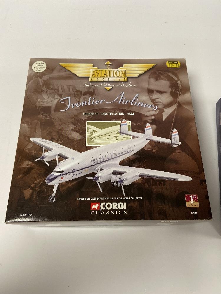 THREE CORGI CLASSICS 'THE AVIATION ARCHIVE' MODELS COMPRISING; FRONTIER AIRLINERS LOCKHEED - Image 6 of 7