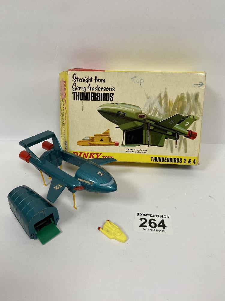 A DINKY TOYS 101 THUNDERBIRDS 2 & 4 IN ORIGINAL BOX, MADE IN ENGLAND BY MECCANO UNDER LICENCE FOR