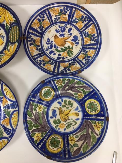 SIX LATE 19TH/EARLY 20TH CENTURY CONTINENTAL TIN GLAZED CHARGERS OF CIRCULAR FORM, EACH DECORATED - Image 4 of 5