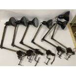 SIX VINTAGE ADJUSTABLE ANGLEPOISE STYLE LAMPS