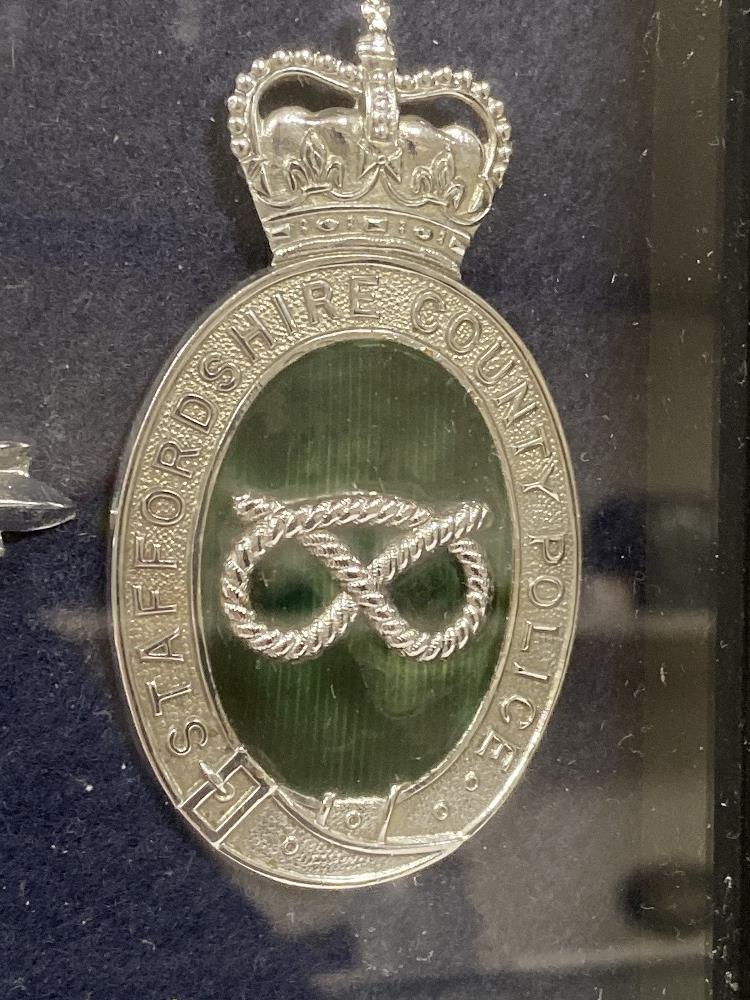 TWO STAFFORDSHIRE POLICE BADGES, BOTH WITH ENAMEL DETAILING, FRAMED AND GLAZED, LARGEST BADGE APPROX - Image 3 of 3