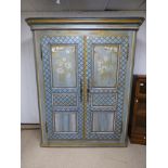 A LARGE PAINTED PINE DOUBLE WARDROBE 162X196X52CMS