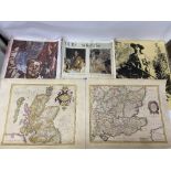 FIVE VINTAGE REPRODUCTION PAPER PROPAGANDA PRINTS FROM THE WWII ERA, LARGEST 58CM LONG