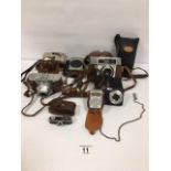 GROUP OF SIX VINTAGE CAMERAS, INCLUDING A CASIO EXILIM 5 MEGA PIXEL DIGITAL CAMERA, ALSO INCLUDING A