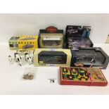 GROUP OF VINTAGE DIE CAST VEHICLES, INCLUDING CORGI FIGHTER SCRAMBLE P-38 LIGHTNING, HOT WHEELS 1998