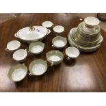 AN EXTENSIVE ROYAL DOULTON ENGLISH RENAISSANCE PATTERN TEA AND DINNER SET, INCLUDING CUPS, PLATES