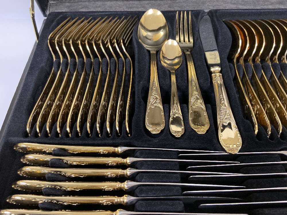 AN EXTENSIVE CANTEEN OF GOLD PLATED CUTLERY BY CS SOLINGEN, MODEL GABI, EACH PIECE MARKED TO REVERSE - Image 4 of 8