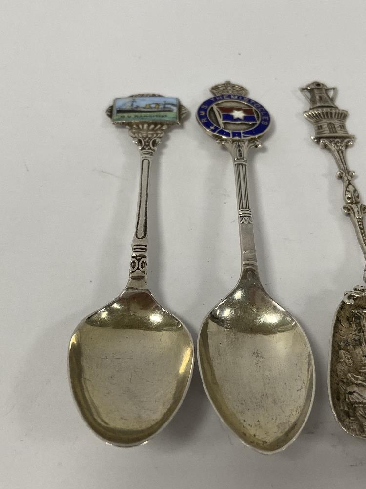 FIVE SPOONS TWO SILVER AND THREE WHITE METAL INCLUDING HULCKIN AND HEATH - Image 2 of 4
