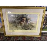 FRAMED AND GLAZED SIGNED PRINT TITLED CHEETAH