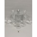 GROUP OF EIGHT WATERFORD CUT CRYSTAL DRINKING GLASSES INCLUDING THREE PAIRS, TOGETHER WITH A ROYAL