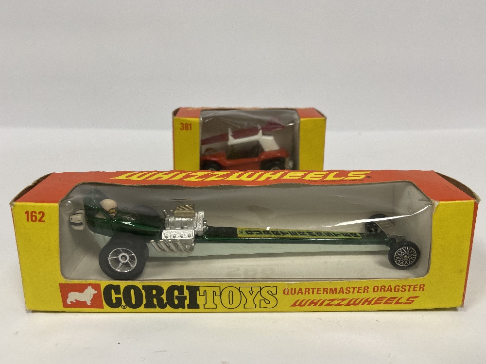 TWO CORGI TOYS WHIZZWHEELS VEHICLES; QUARTERMASTER DRAGSTER 162 AND GP BEACH BUGGY 381, BOTH IN - Image 2 of 4