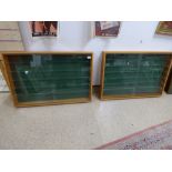 PAIR OF OAK DISPLAY WALL CABINETS 92 X 63 X 9CMS