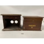 TWO EARLY EMPTY RADIO RELATED WOODEN BOXES, INCLUDING GECOPHONE BBC BOX, REG NO 102 ETC, LARGEST