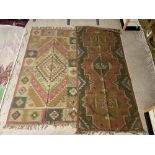 TWO KILIM RUGS, LARGEST 176 X 96 CMS