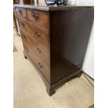 A GEORGIAN TWO OVER THREE CHEST OF DRAWERS IN MAHOGANY, 91X98X53 CMS