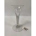 A GEORGIAN FLUTED WINE GLASS, 15.5CM HIGH