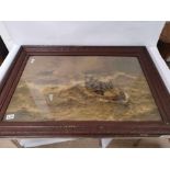 A PAIR OF ANTIQUE FRAMED AND GLAZED PRINTS OF LIFEBOATS AT SEA TO THE RESCUE, ONE A/F, 106CM BY