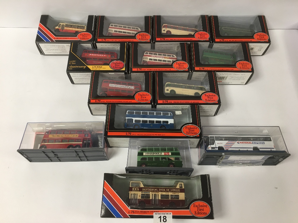 A GROUP OF DIE CAST COLLECTORS MODEL BUSES, COMPRISING ELEVEN EXCLUSIVE FIRST EDITIONS AND THREE