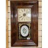 A JEROME AND COMPANY THIRTY HOUR WALL CLOCK WITH PAINTED GLASS DOOR