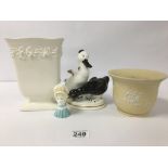 A MIX OF CERAMICS, INCLUDING A ROYAL WORCESTER CANDLE SNUFFER 'MOB CAP' DATED 1976, TWO WEDGWOOD