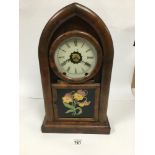 AN EARLY 20TH CENTURY NEWHAVEN BEEHIVE CLOCK C.1911, SPRING DRIVEN MOVEMENT, MAHOGANY CASED, 49CM