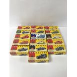 A COLLECTION OF VANGUARDS DIE CAST MODEL VEHICLES BY LLEDO, INCLUDING MORRIS MINOR VANS, HILLMAN IMP