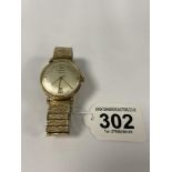 A 9CT GOLD CASED MARVIN AGENDA GENTS WRISTWATCH, MANUAL WIND 17 JEWEL MOVEMENT, THE DIAL WITH DATE