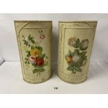 A PAIR OF FRENCH HANDPAINTED WOODEN UMBRELLA STANDS