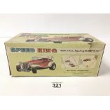A VINTAGE BATTERY OPERATED BUMP N GO SPEED KING TOY CAR, C-616, MADE IN JAPAN BY TAIYO, IN