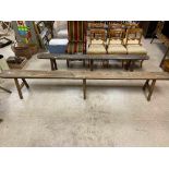 A VICTORIAN OAK BENCH, 294CMS LONG