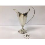 A LATE VICTORIAN SILVER PEDESTAL CREAM JUG OF OCTAGONAL FORM, HALLMARKED CHESTER 1898 BY WILLIAM
