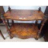 A BURR WALNUT TWO TIER SIDE TABLE WITH DRAWER, 67CM BY 39CM BY 67CM