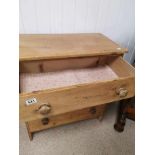 AN EARLY VICTORIAN PINE THREE DRAWER CHEST, 39CM BY 73CM BY 79CM
