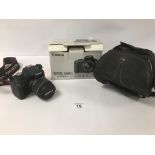 A CANON EOS 500D DIGITAL SLR CAMERA IN ORIGINAL BOX WITH ACCESSORIES, INCLUDING EFS 18-55MM LENS, EF