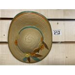 A VINTAGE VARDEN POTTERY STRAW HAT STYLE WALL POCKET, 18CM DIAMETER