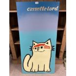 CASSETTE LORD, AN ORIGINAL ACRYLIC ON BOARD OF AN ASIAN CAT POSSIBLY POKEMON SIGNED BY NORMAN COOK