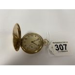 A 9CT GOLD FULL HUNTER POCKET WATCH BY JW, SWISS MADE 15 JEWEL MOVEMENT BY MARVIN, THE DIAL WITH