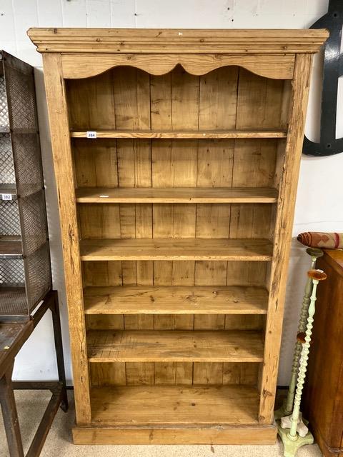 A LARGE PINE BOOKCASE 220CM C 103CM X 32CM