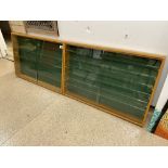 TWO GLAZED WOODEN DISPLAY CABINETS FITTED WITH INTERIOR GLASS SHELVES, 91CM BY 60CM