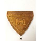 A WOODEN RELIANT MOTORS PLAQUE