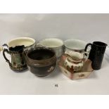 A MIXED LOT OF CERAMICS, INCLUDING A ROYAL DOULTON 'JOSEPHINE' PATTERN CHAMBER POT WITH 'ROYAL HOTEL