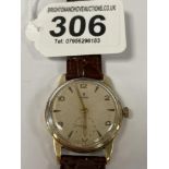 A VINTAGE 9CT GOLD CASED GENTS TUDOR, MANUAL WIND ON CROC LEATHER STRAP, SECONDS SUBSIDIARY DIAL