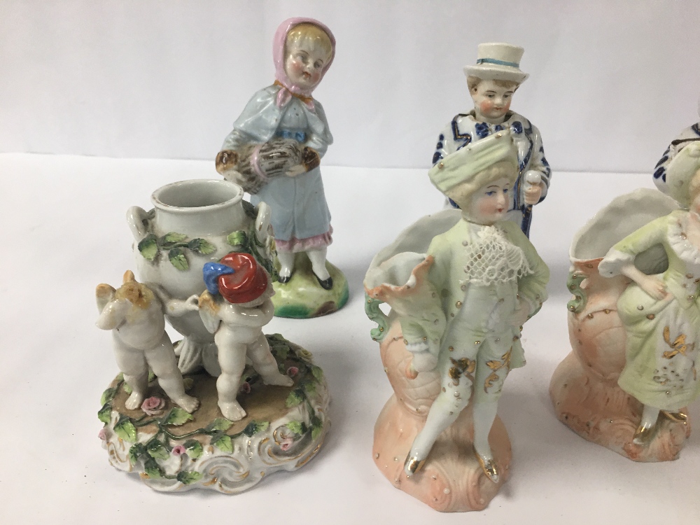 SEVEN CONTINENTAL CERAMIC FIGURES, LARGEST 18CM HIGH (SOME AF) - Image 4 of 4