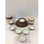 A 20TH CENTURY STERLING SILVER ON PORCELAIN TEA SET, COMPRISING CUPS, SAUCERS, EGG CUPS, LIDDED