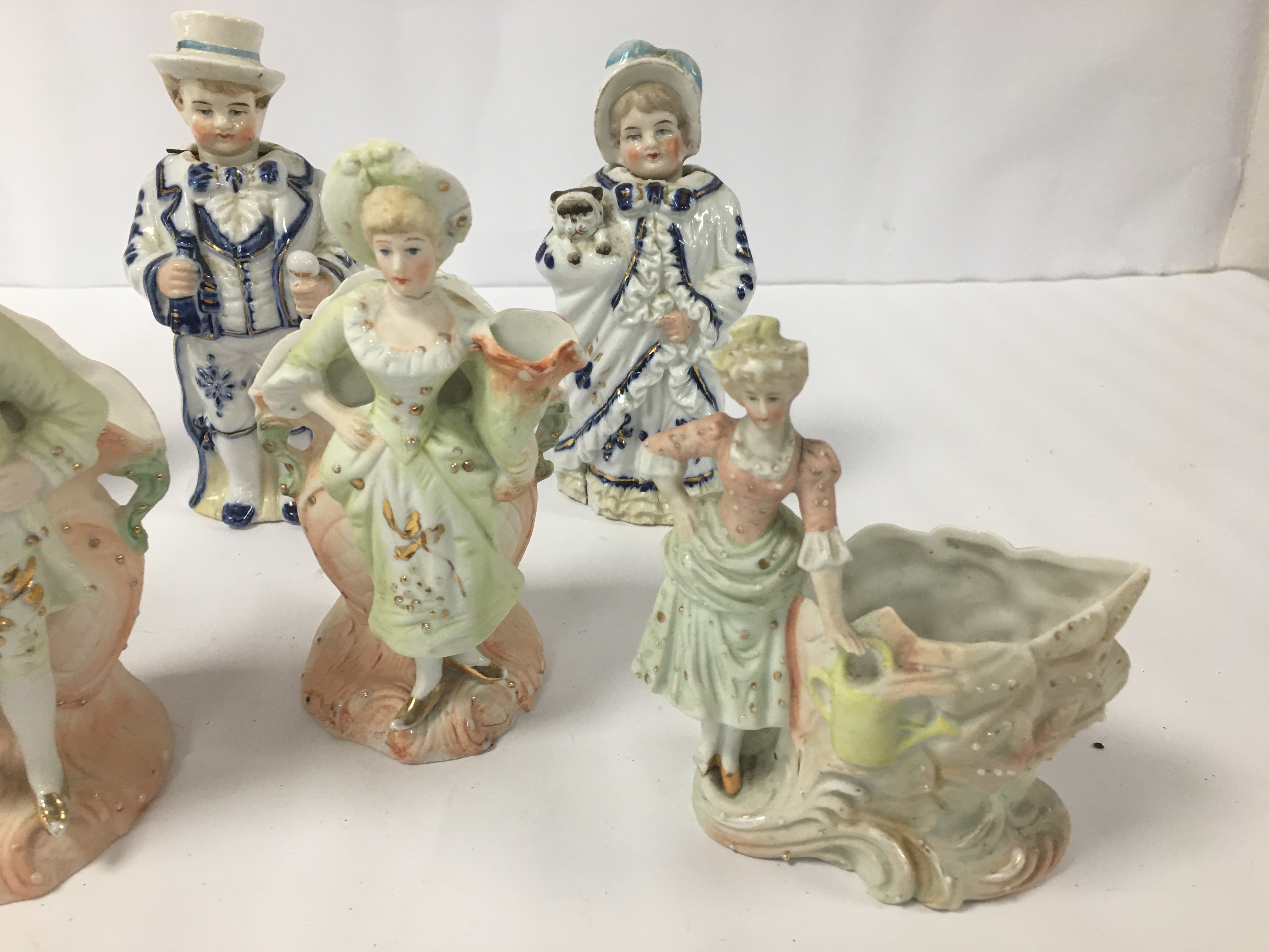 SEVEN CONTINENTAL CERAMIC FIGURES, LARGEST 18CM HIGH (SOME AF) - Image 3 of 4