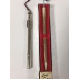 A VINTAGE LADY SCRIPTO BALL PEN IN ORIGINAL BOX TOGETHER WITH A PROPELLING PENCIL